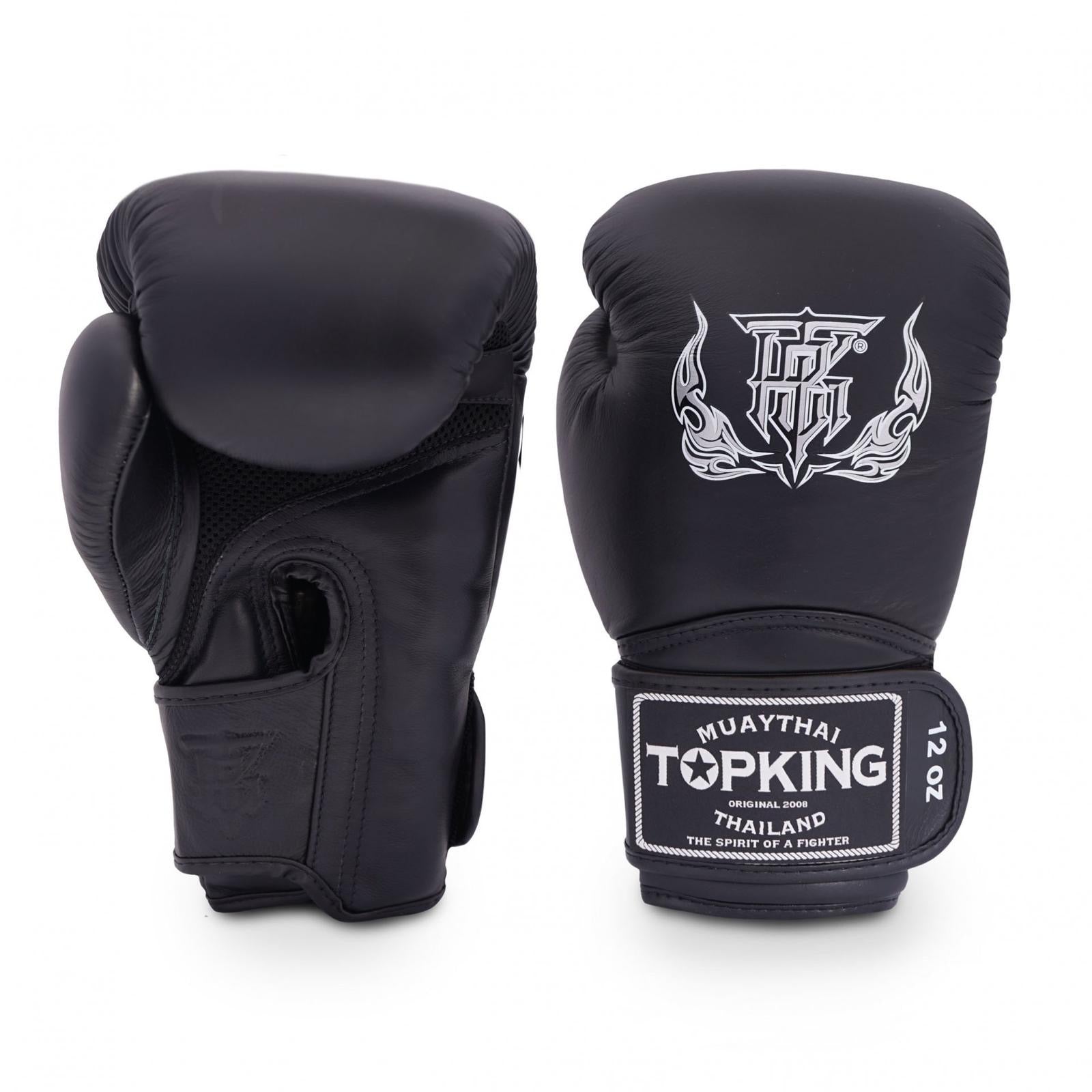 Top King Boxing Gloves – “Super Air” Black                            TKBGSA