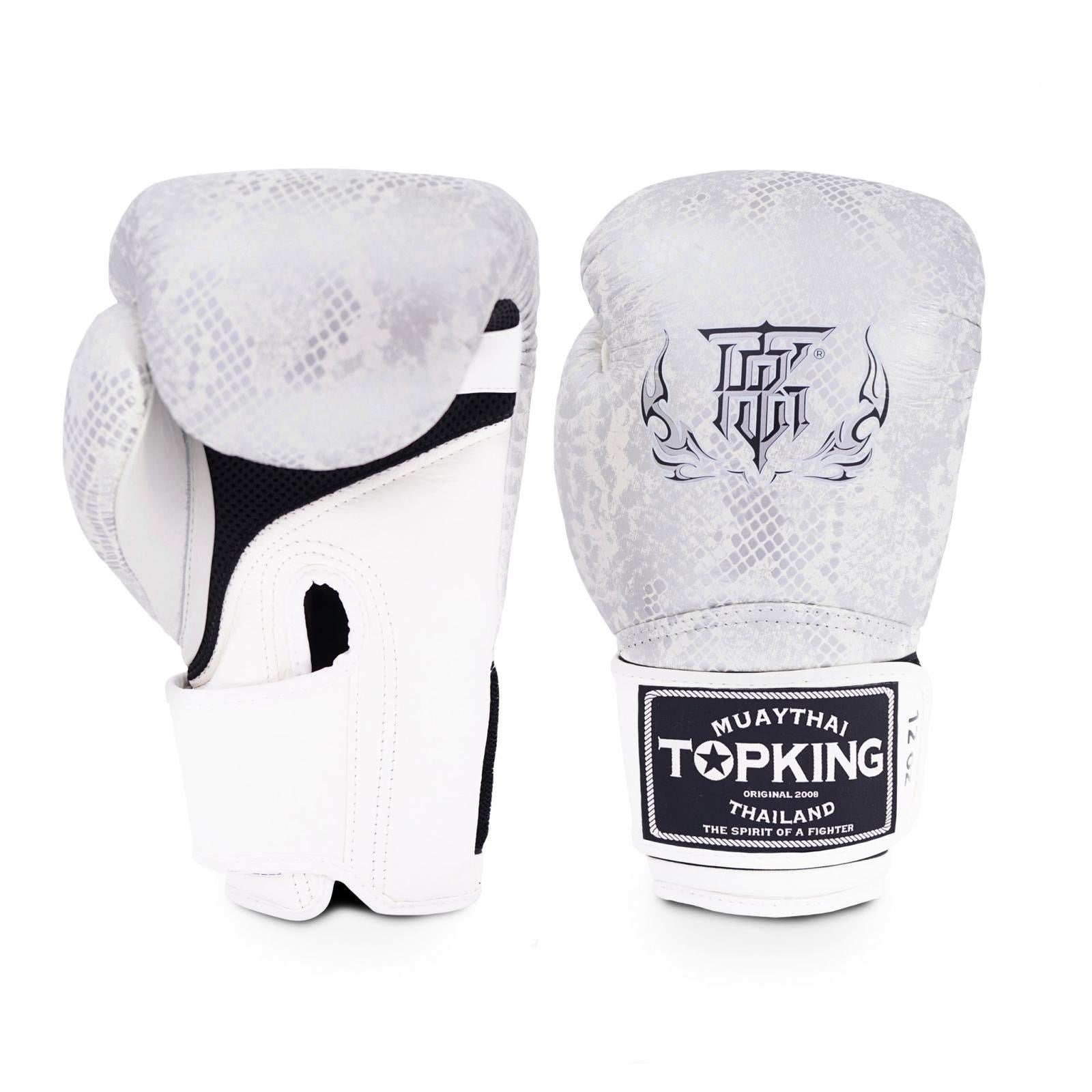 Top King Boxing Gloves – Snake “Air” White/Silver           TKBGSS-02