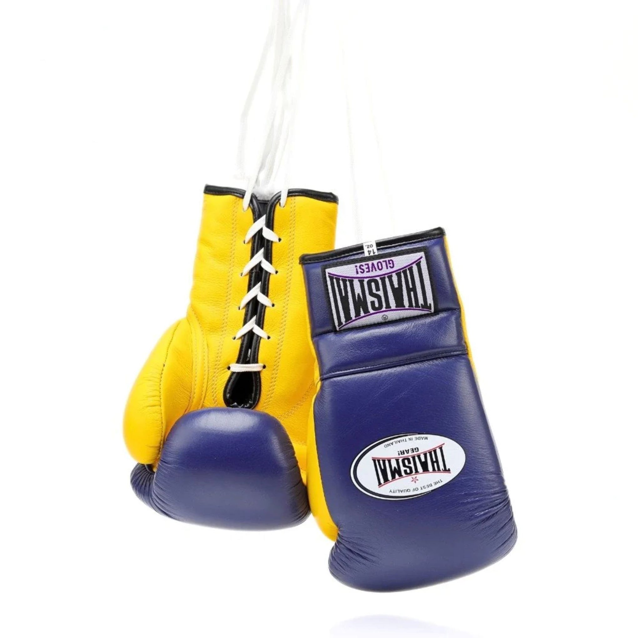 Thaismai Lace-Up Boxing Gloves Navy Blue/Yellow