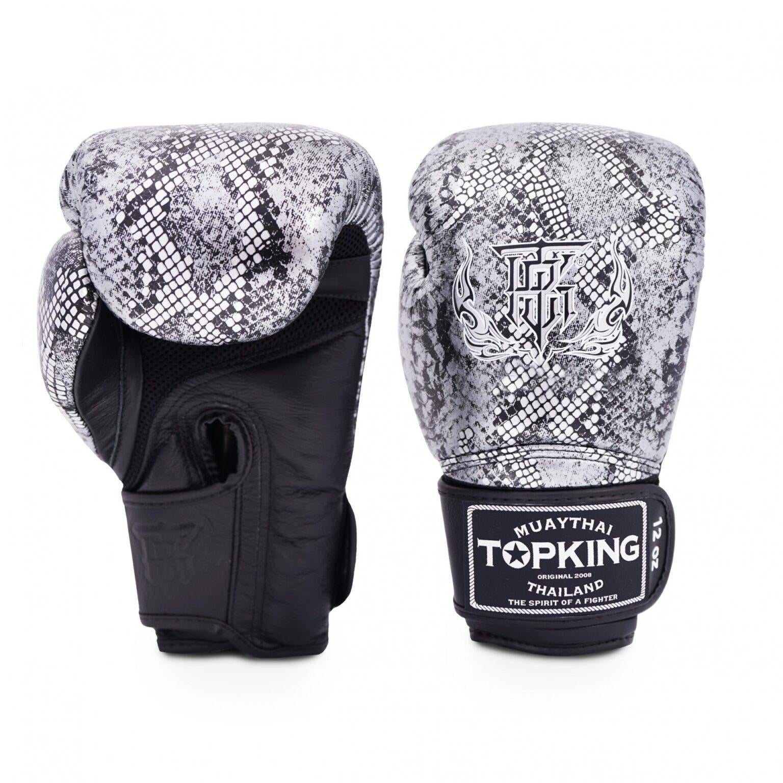 Top King Boxing Gloves – Snake “Air”  Black/Silver                              TKBGSS-02