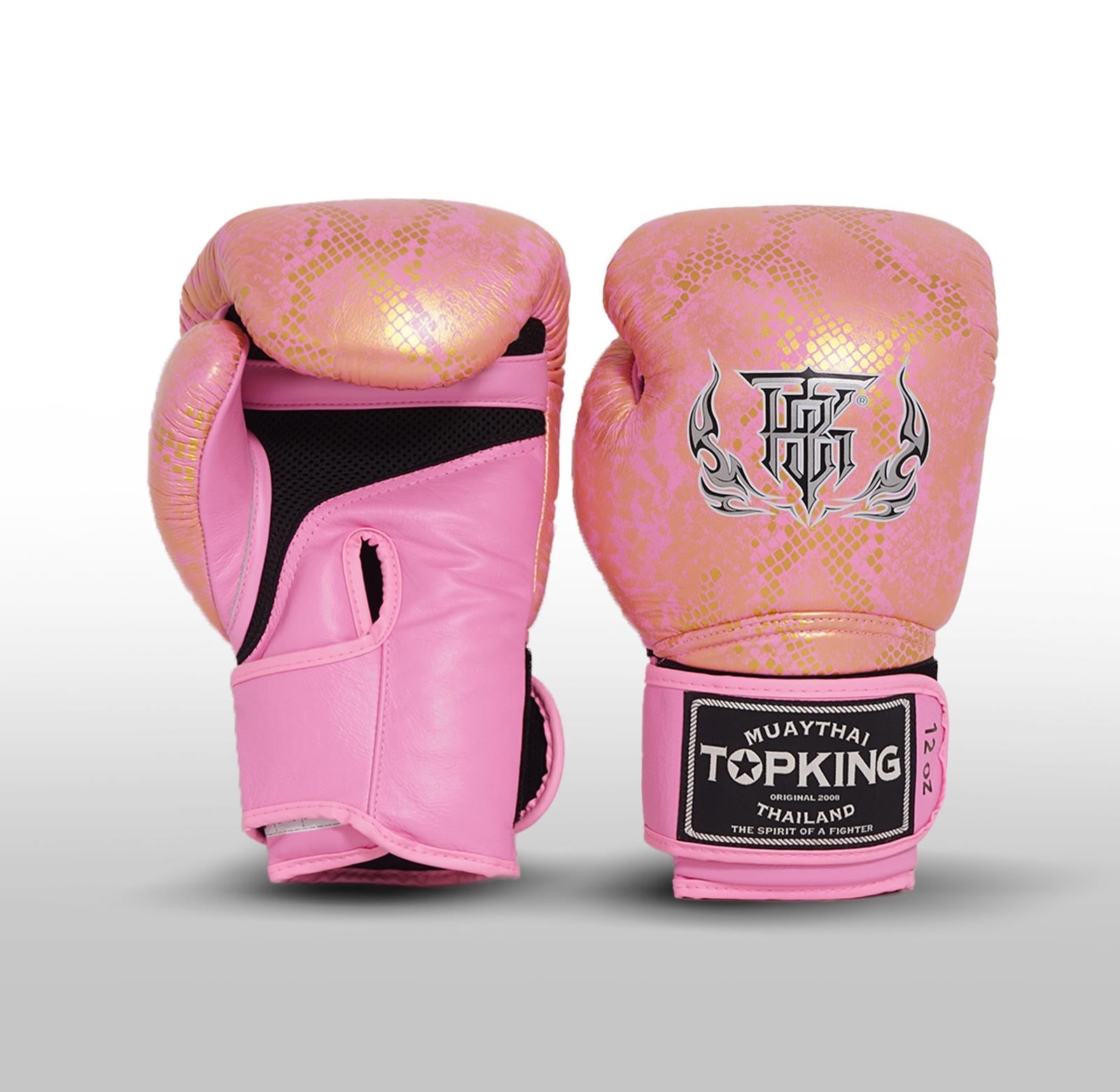 Top King Boxing Gloves – Snake “Air” Gold/Pink                TKBGSS-02