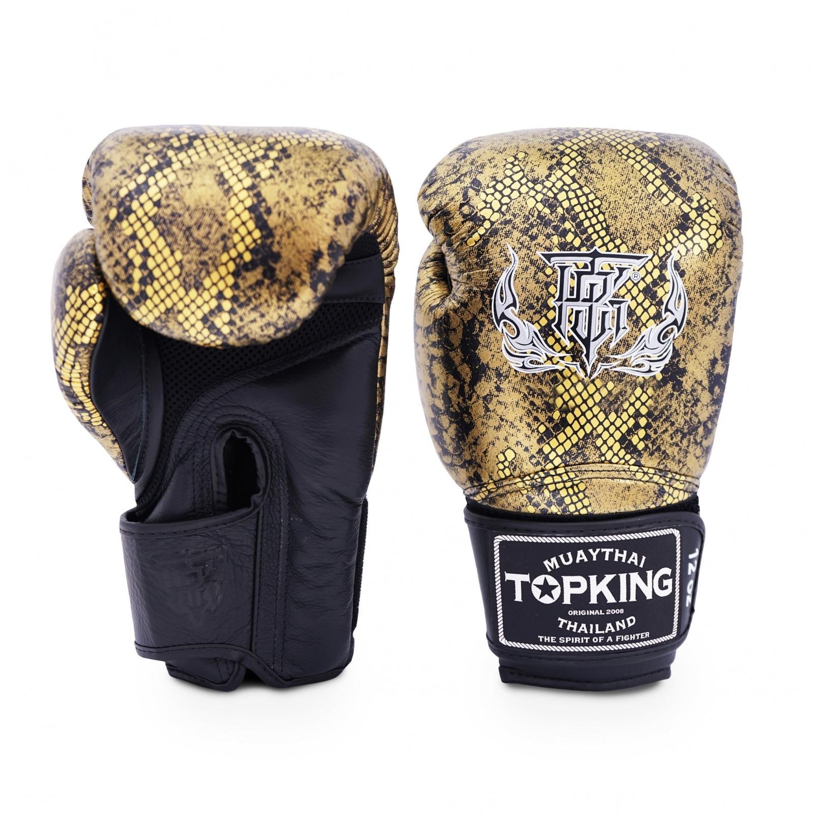 Top King Boxing Gloves – Snake “Air” Black/Gold                             TKBGSS-02