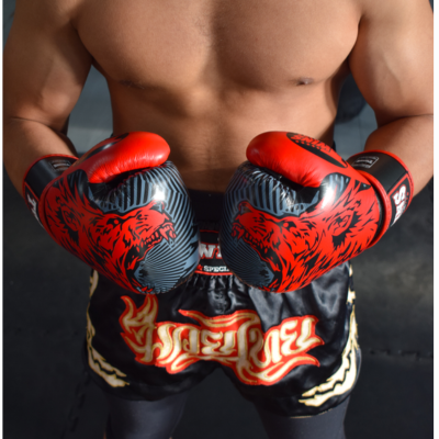 Twins Special Boxing Gloves Special Edition Wolf Design - Red