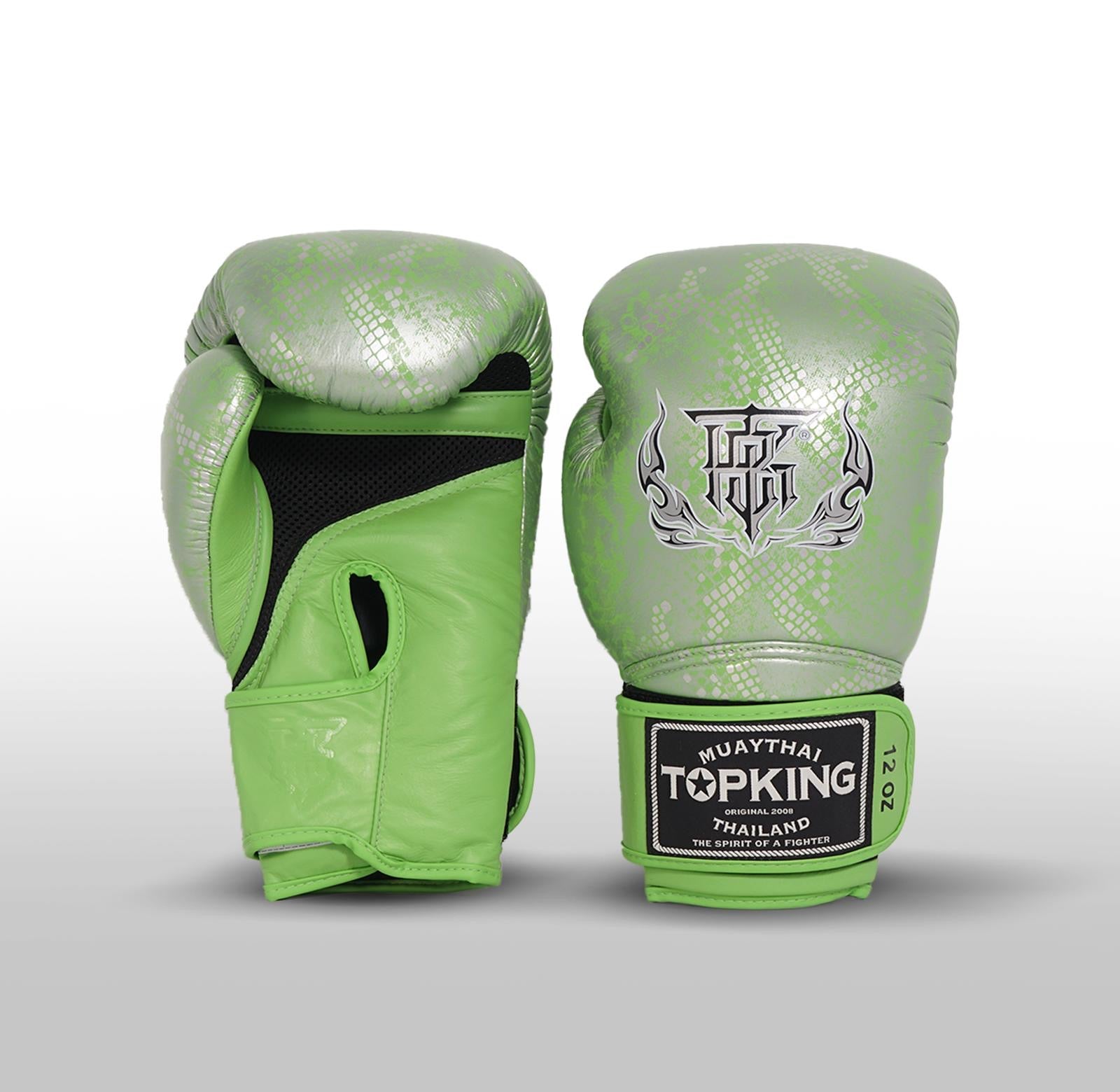 Top King Boxing Gloves – Snake “Air” Silver/Green            TKBGSS-02