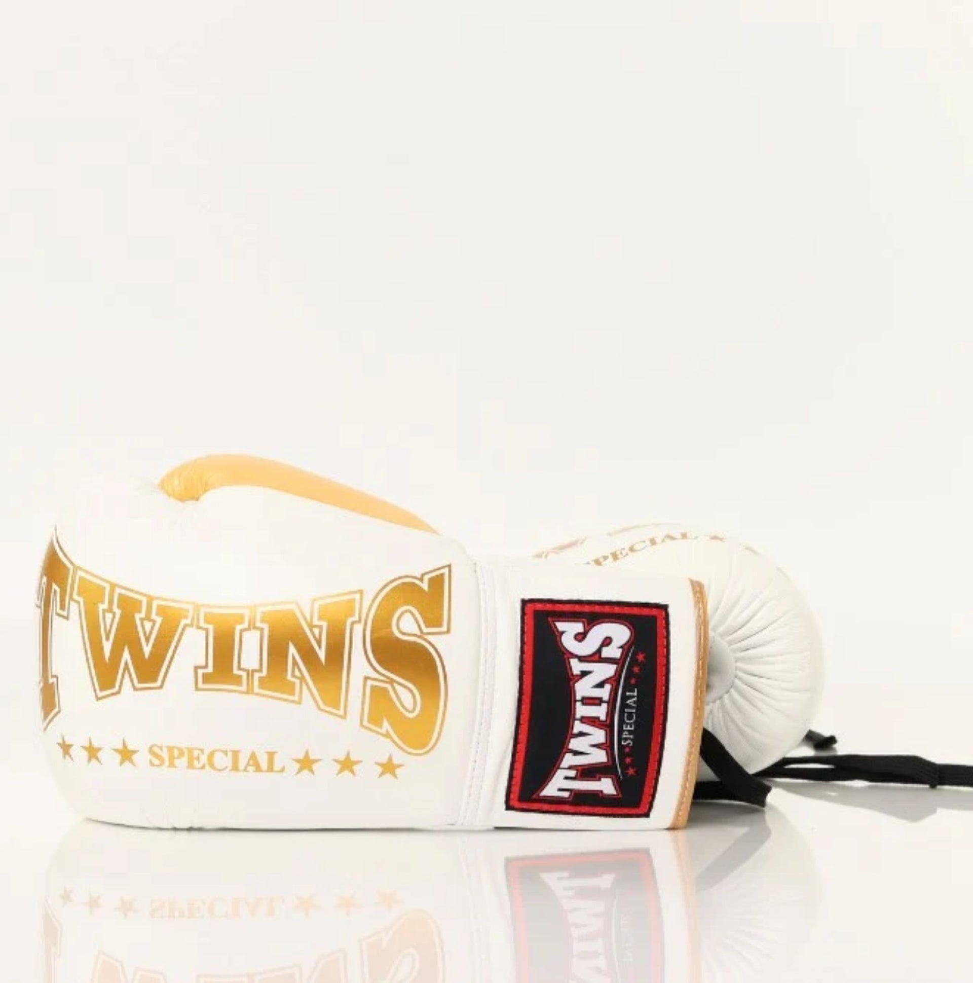Twins Special Lace-Up Boxing Gloves BGLL1-2T White/Gold