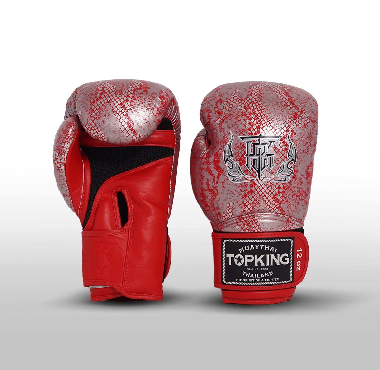 Top King Boxing Gloves – Snake “Air” Silver/Red              TKBGSS-02