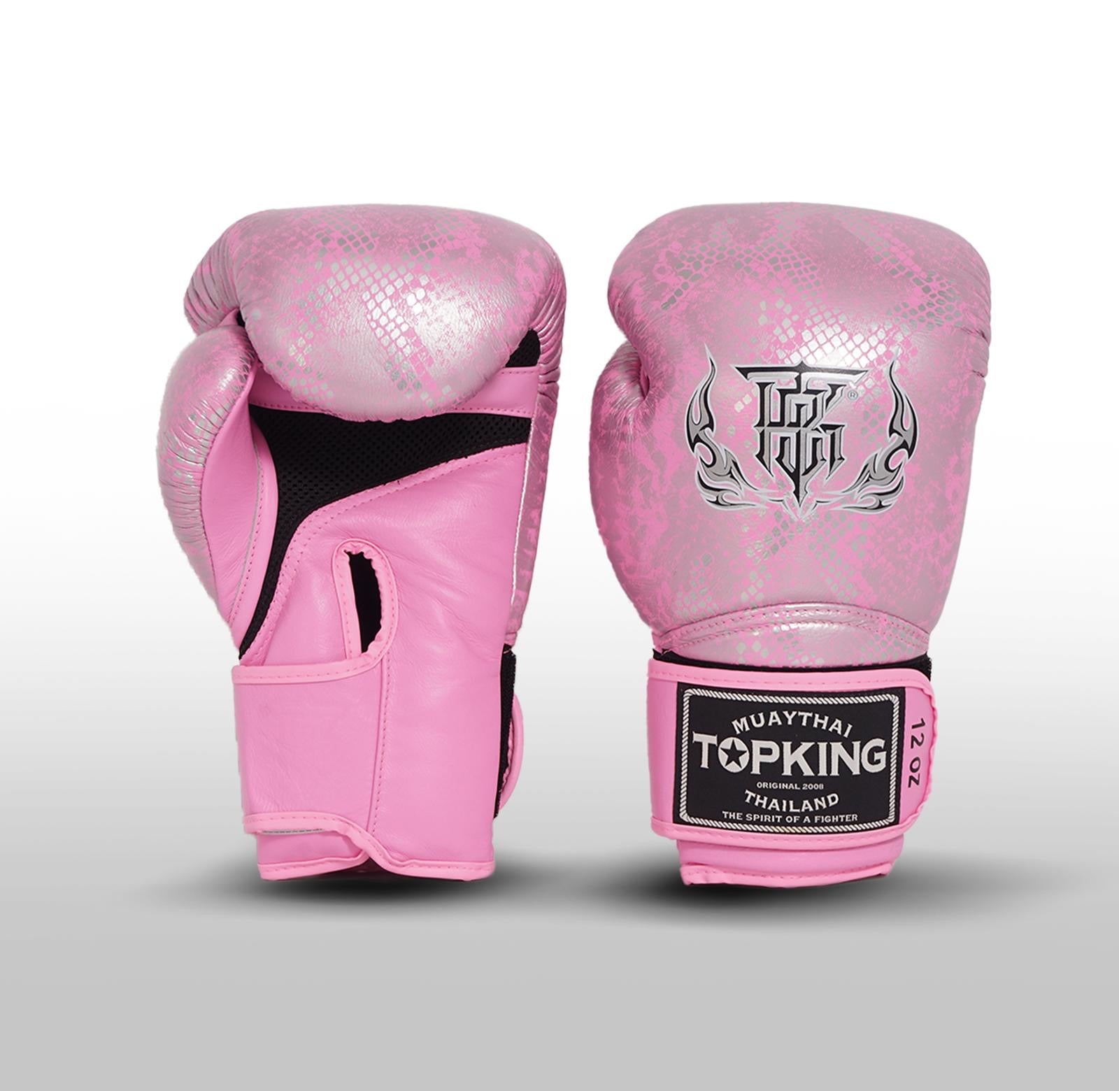 Top King Boxing Gloves – Snake “Air” Silver/Pink              TKBGSS-02