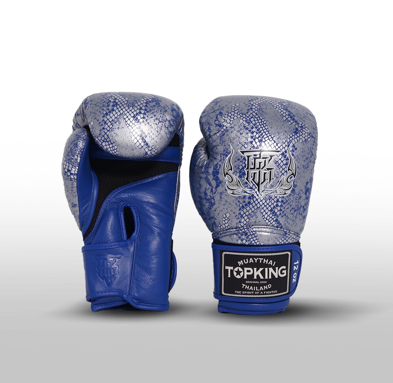 Top King Boxing Gloves – Snake “Air” Silver/Blue               TKBGSS-02