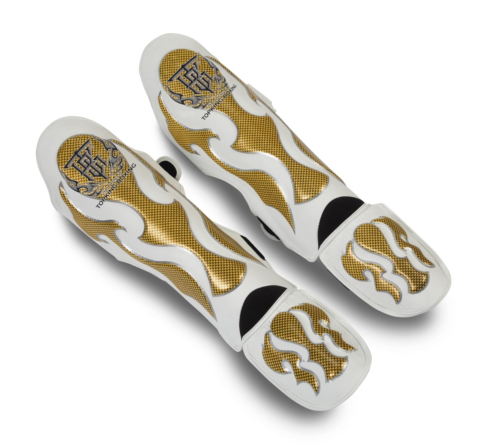 Top King Shin Guards – Empower Creativity White/Gold  TKSGEM-01