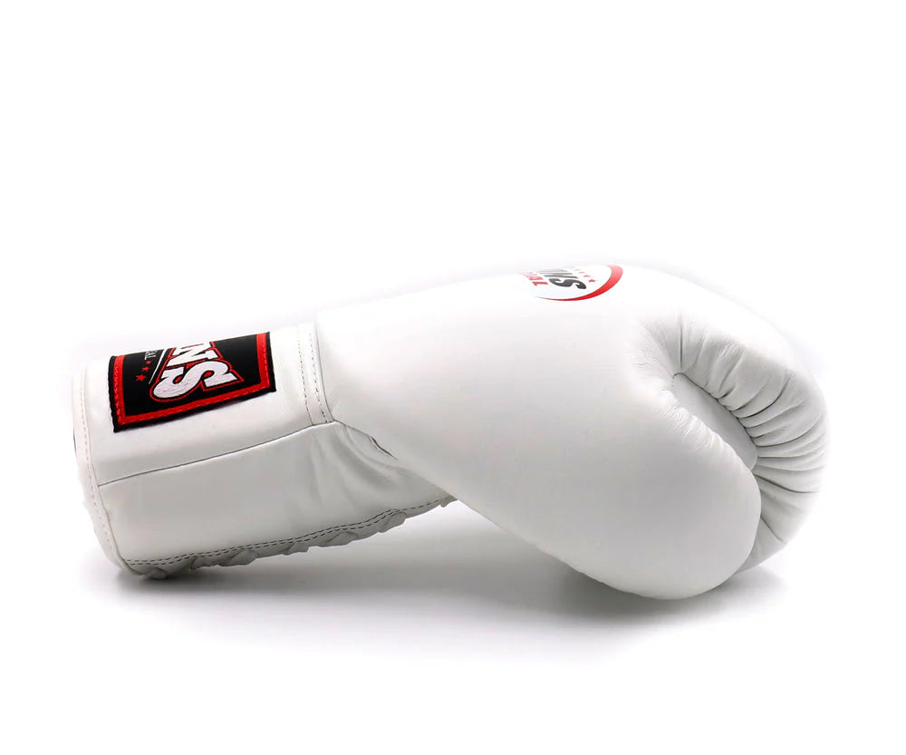 Twins Special White Lace-Up Boxing Gloves | Premium Handmade Muay Thai & Boxing Gloves