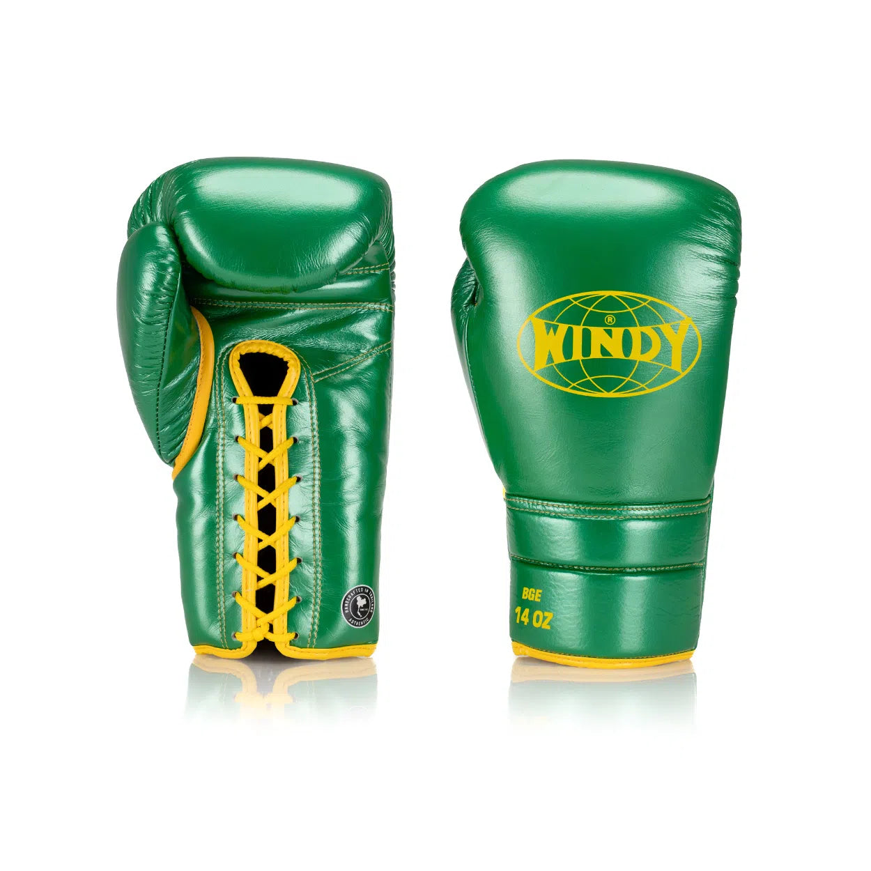 Windy Elite Series Lace-up Boxing Gloves - Green/Yellow