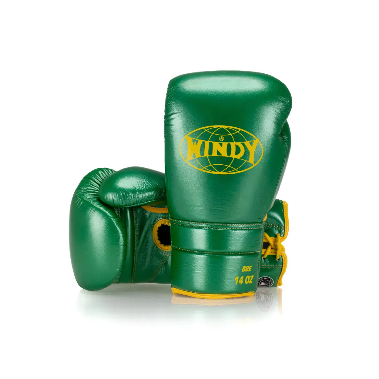 Windy Elite Series Lace-up Boxing Gloves - Green/Yellow