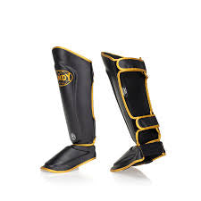 Windy Proline Gold Leather Shin Guard - Black - Gold