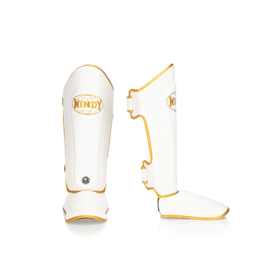 Windy Proline Gold Leather Shin Guard - White