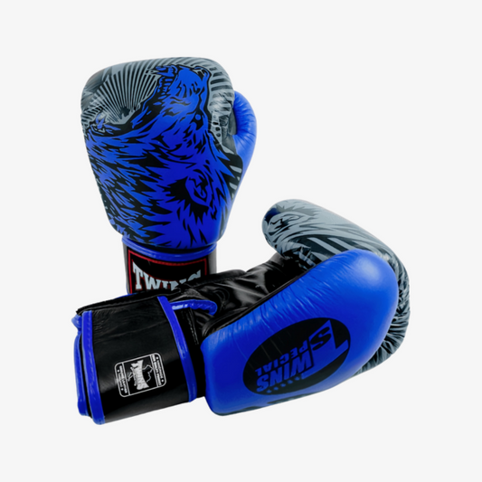 Twins Special Boxing Gloves Special Edition Wolf Design - Blue