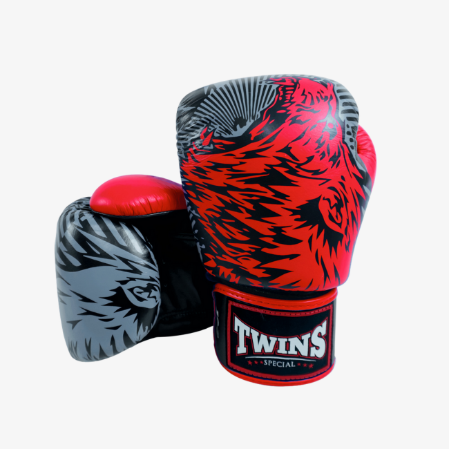 Twins Special Boxing Gloves Special Edition Wolf Design - Red